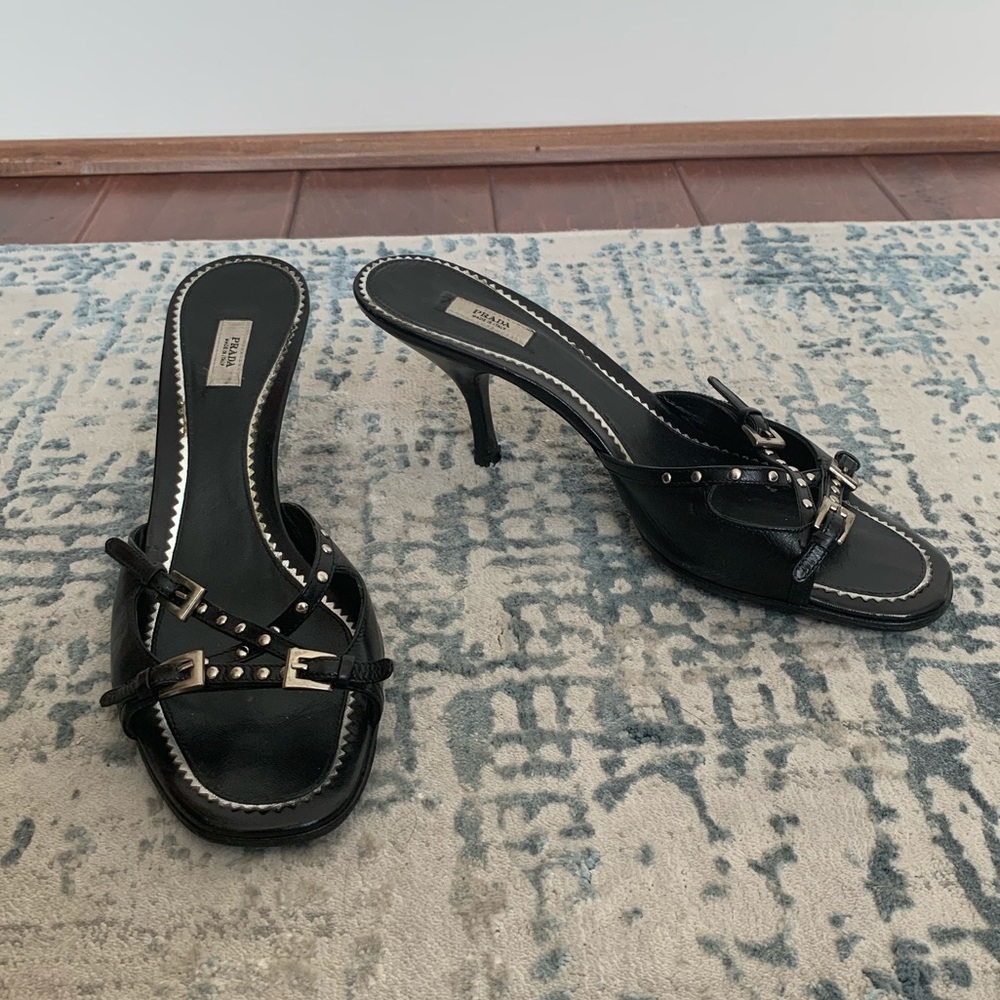 Authentic Prada Black Leather Heels